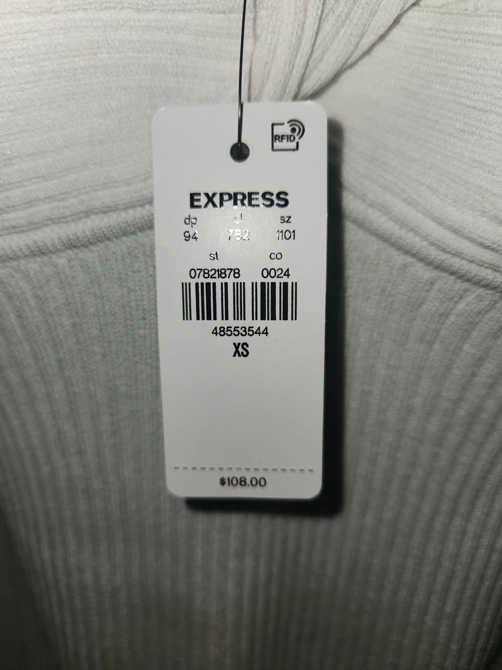 Express White Ribbed Knot-Front Dress - Picture 3 of 4